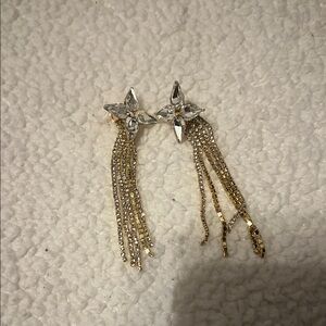 Elegant Gold and Silver Star Dangle Earrings